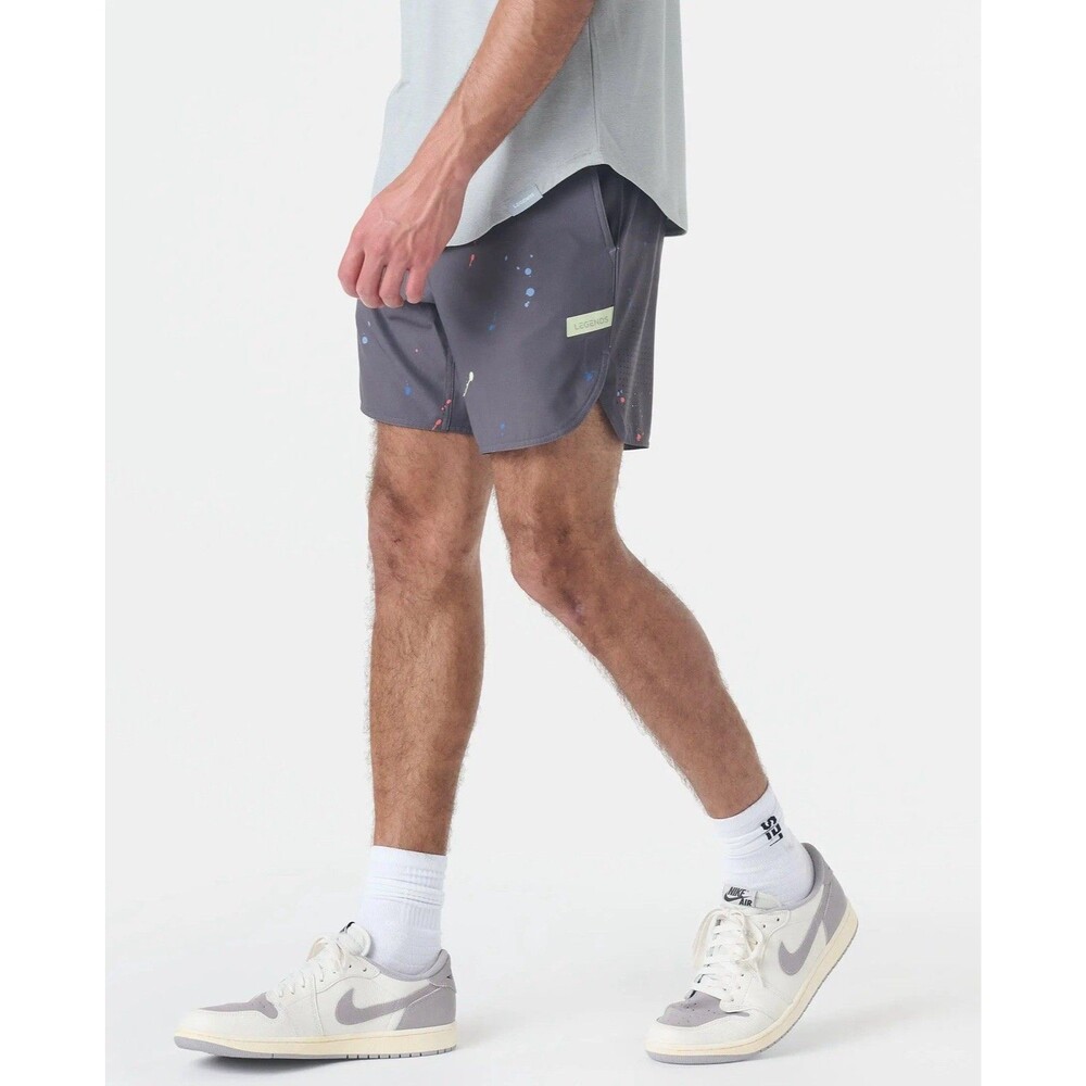 Legends Men’s Luka Short Charcoal Space Drip Gray Paint Splatter 5” Lined Medium